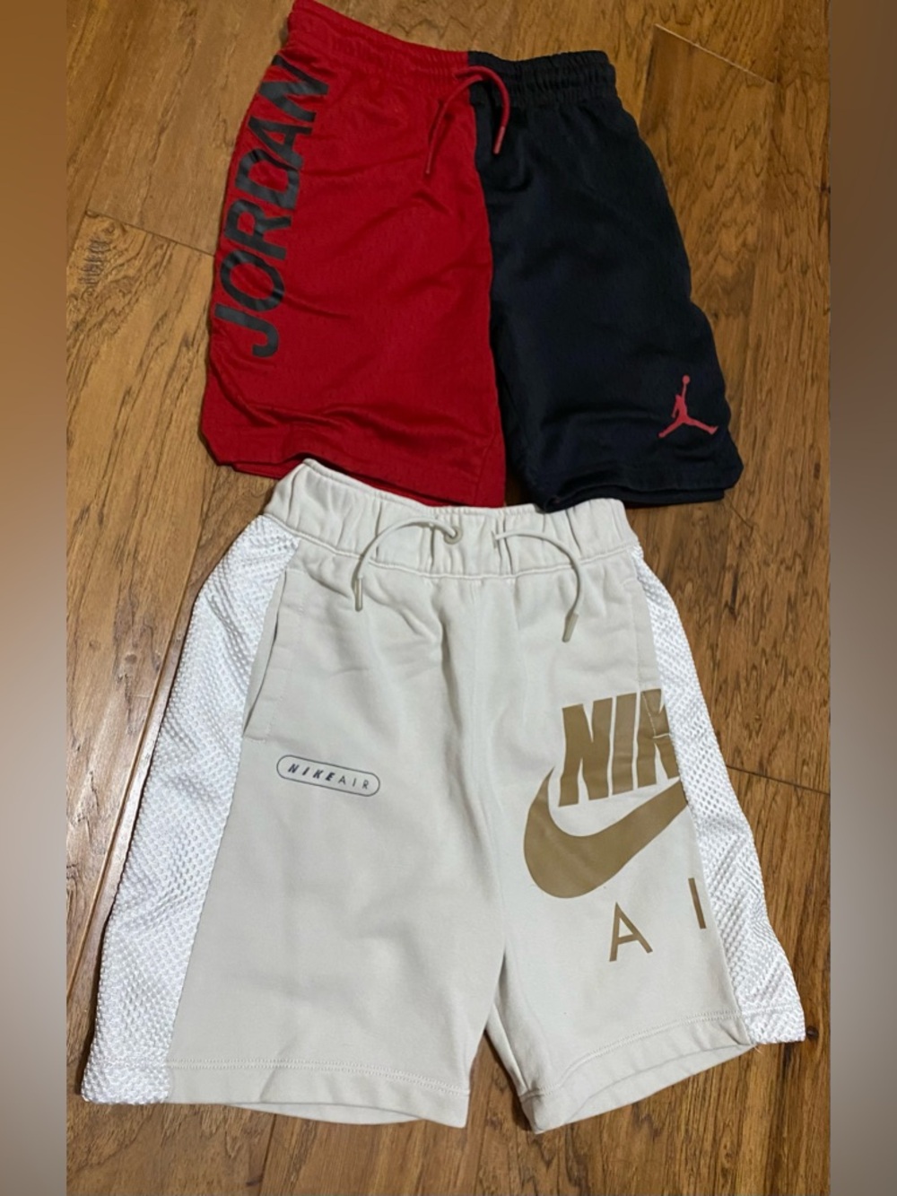 Nike Cream Shorts with Gold Nike Air Logo